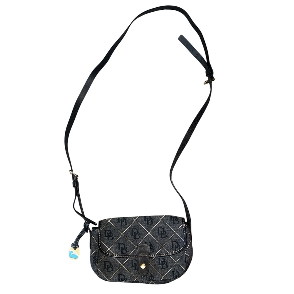 Vintage Dooney & Bourke Canvas Leather, Messenger, Denim Style Crossbody Bag